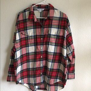 Old Navy Multicolor Plaid Boyfriend Shirt size xl holiday